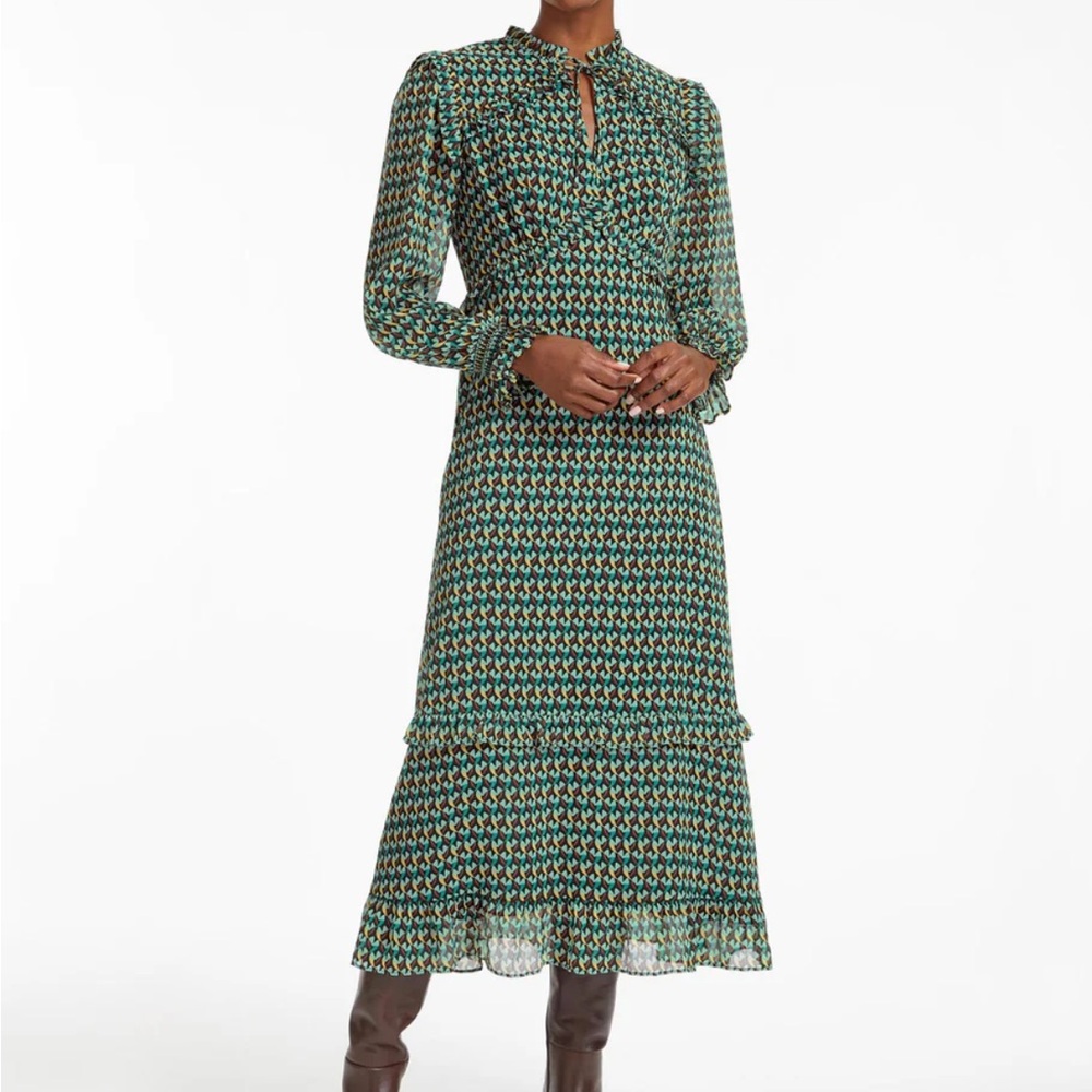 Cefinn Loretta Maxi Dress - Black Green Heart Geo Print | Size US 4 / UK 8